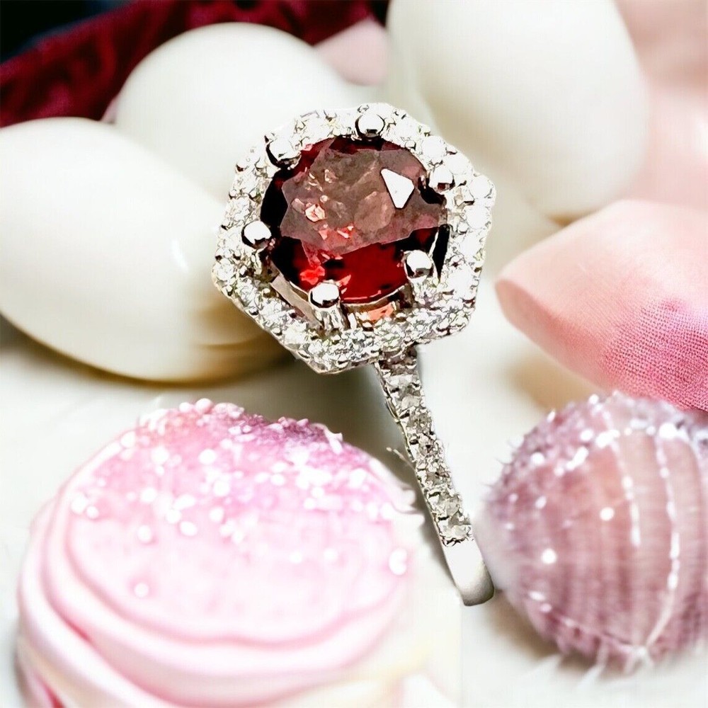Handmade Victorian Style Natural Garnet Ring Solid Sterling Silver 925