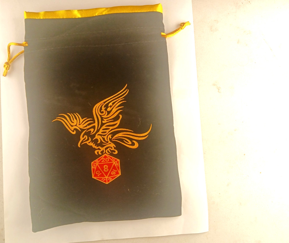 Dice Bag DND with Eagle & Dice  logo Drawstring Pouch 6 X 9                 #44