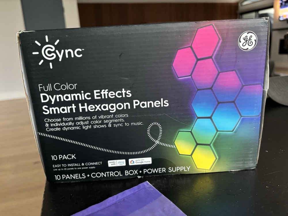 GE 10 pack  CYNC Dynamic Effect Smart LED Hexagon Tile Light Panels