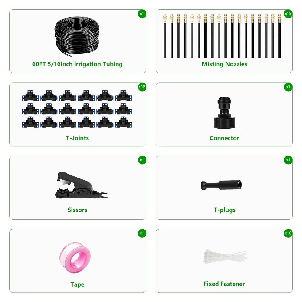 60Ft Drip Irrigation System for Garden – 360° Bendable Automatic Wate