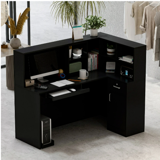 Desk Reception Office Shelf Drawer Checkout Front Counter Table Stand Set Modern