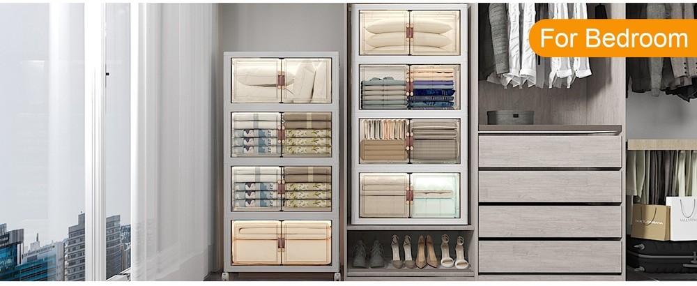 UAMFURI Extra Large Stackable Storage Bins with Lids & Wheels & Door, 640QT