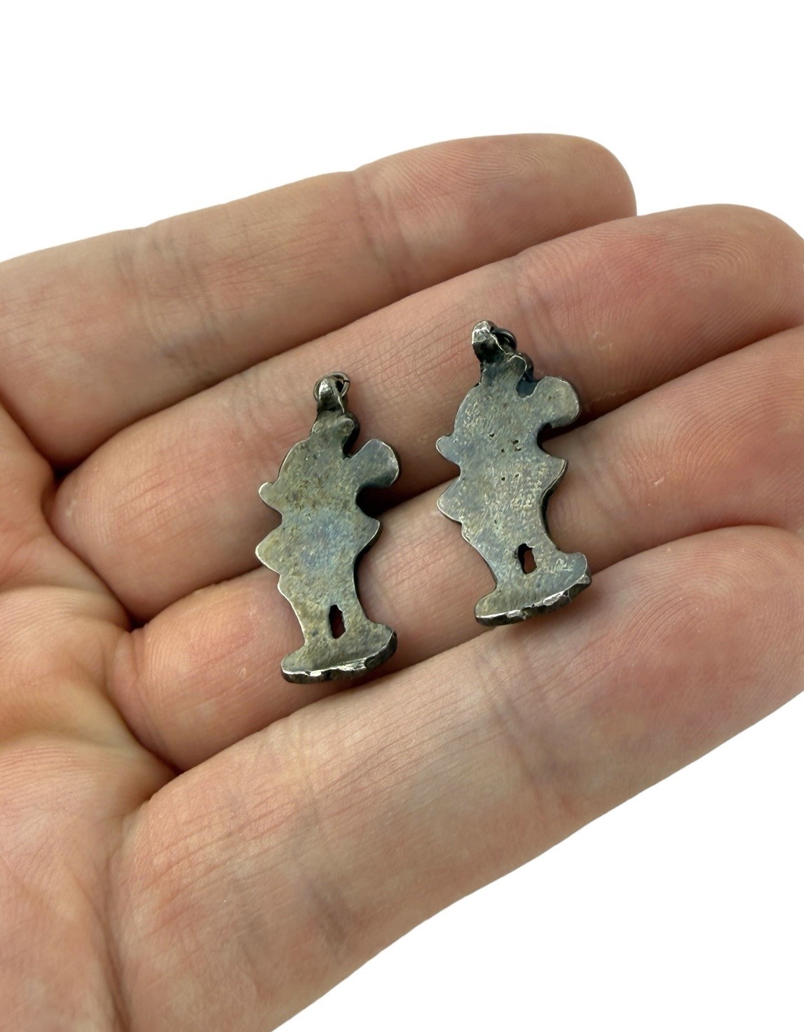 Vintage Mickey Mouse Sterling Silver Onyx/Coral Turquoise Ring & 2 Pendants