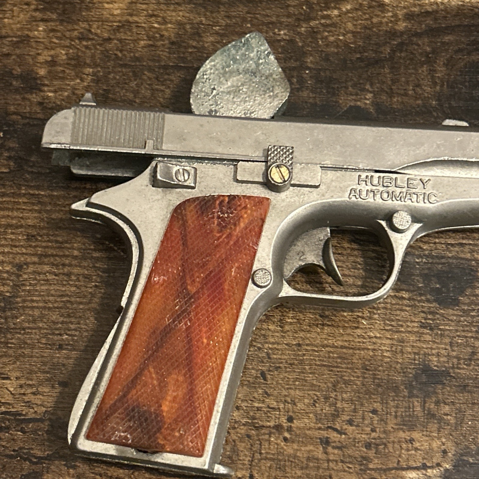 Vintage 1950s Hubley Automatic Colt 1911 6.50" Toy Cap Gun Pistol Fixed Orange