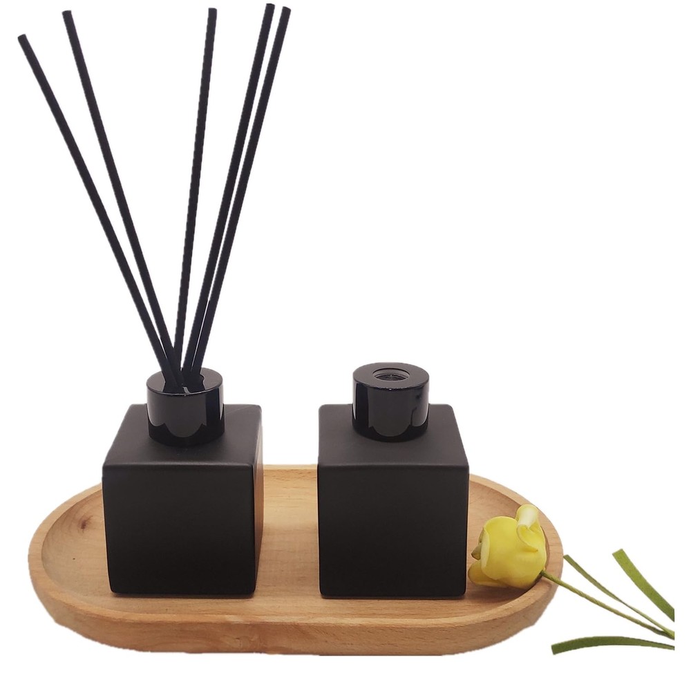 Perfume Reed Diffuser Bottle,Empty Square Essential Oil Bottles Glass Jar wit...