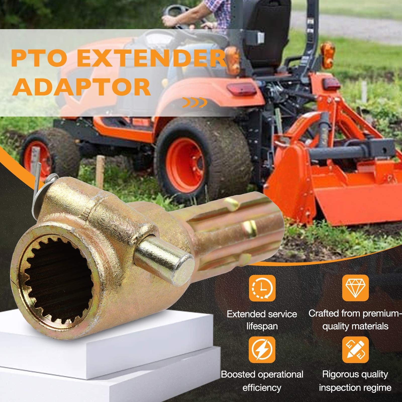 PTO Extender Adaptor Male 6 & 1-3/8" Female 21 & 1-3/8" Spline Fit 70HP Engine