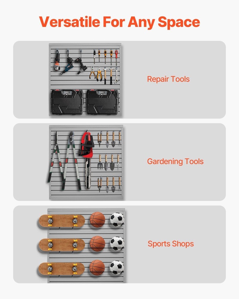 4x4ft Adjustable PVC Slatwall Panel 300lb Grey Modular Build
