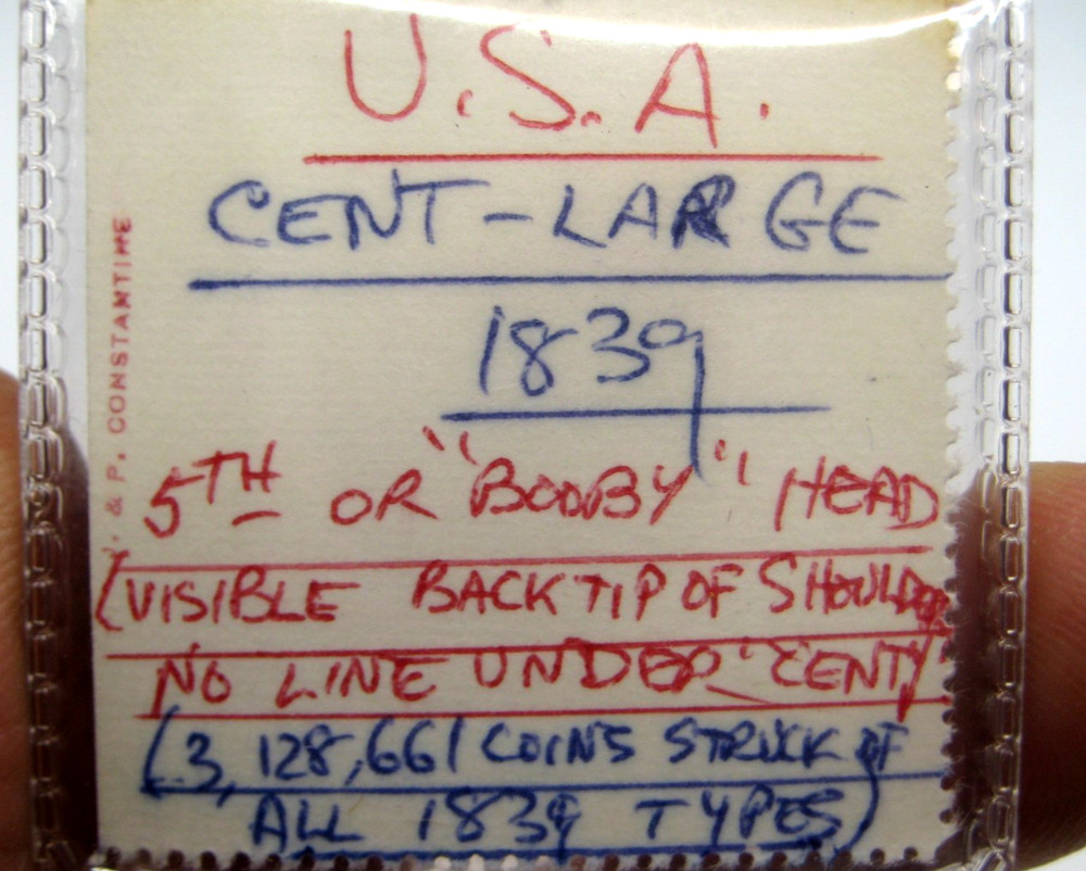 Nice 1839 LARGE CENT ~ Very Good VG