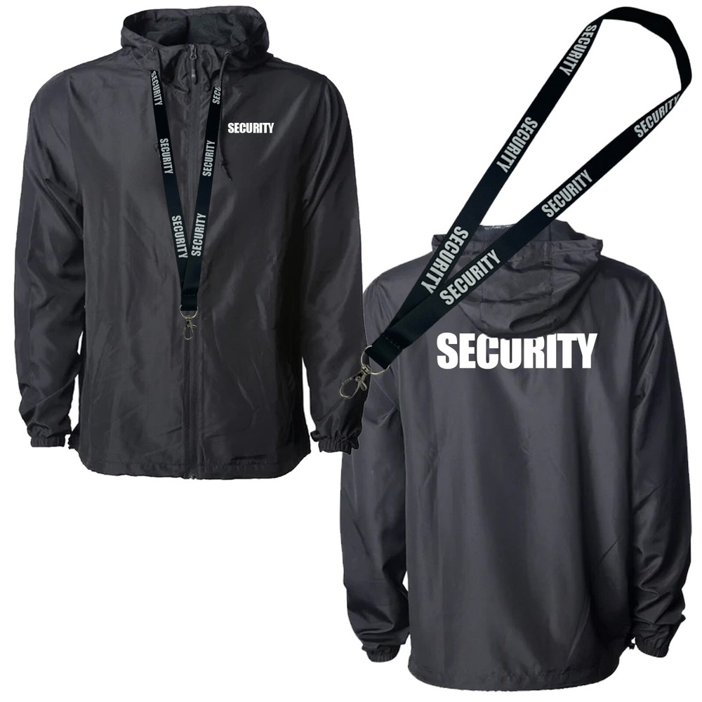 NEW LIGHTWEIGHT WINDBREAKER SECURITY JACKET WITH LANYARD