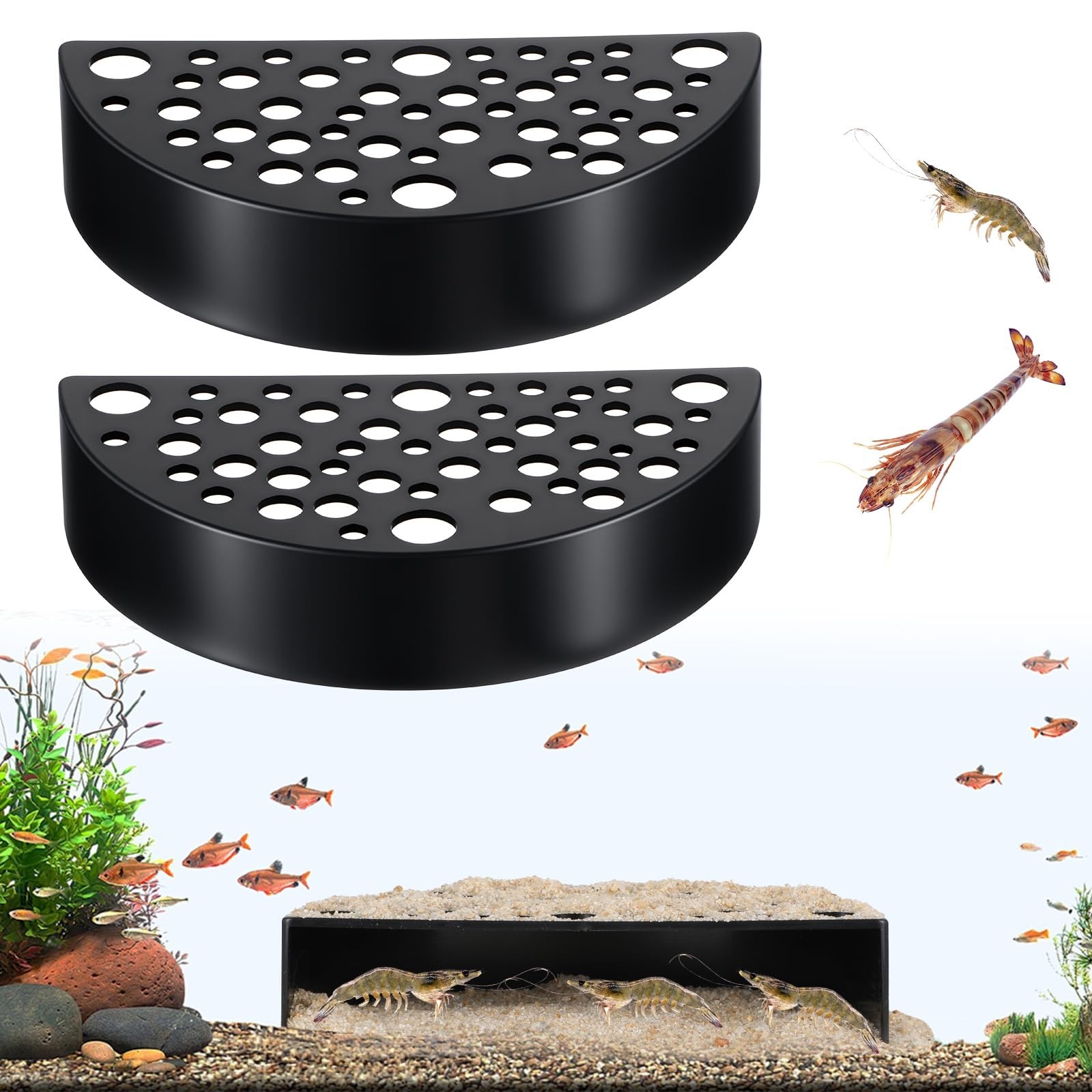 2 Pcs Shrimp Hides for Aquarium, Shrimp Breeding Caves Hideout Shelters for P...