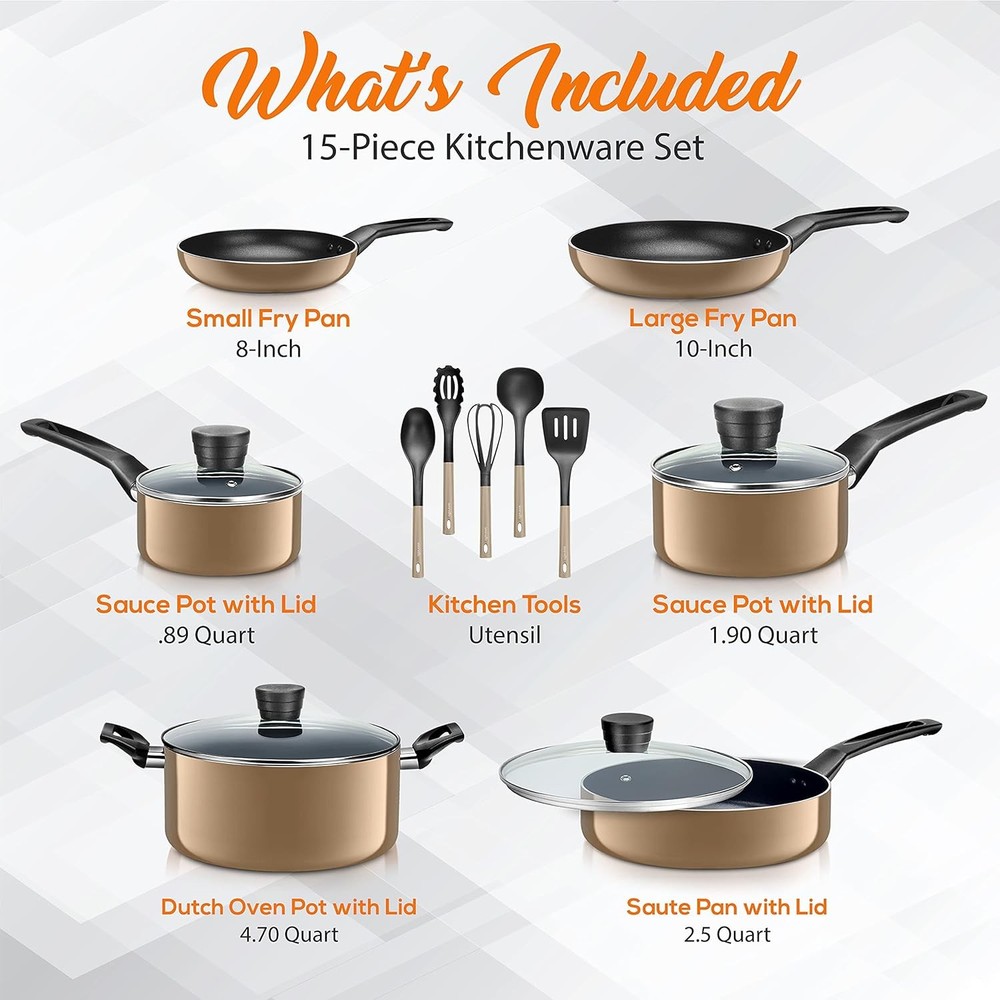 Kitchen Pots & Pans Basic Cookware Black Non-Stick Coating Inside