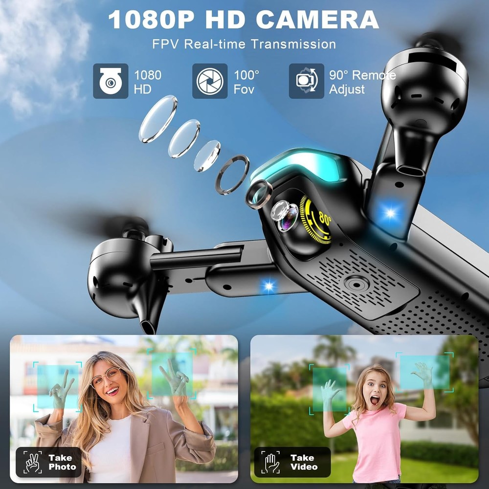 Drone with Camera, Foldable for Beginners 1080P Obsidian
