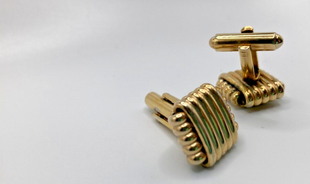 Square Knotted Gold Tone Cufflinks