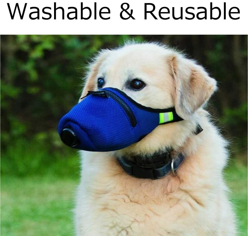 Dog Muzzle Adjustable Air Pollution Anti Dust Smog Filter Breathable Comfortable