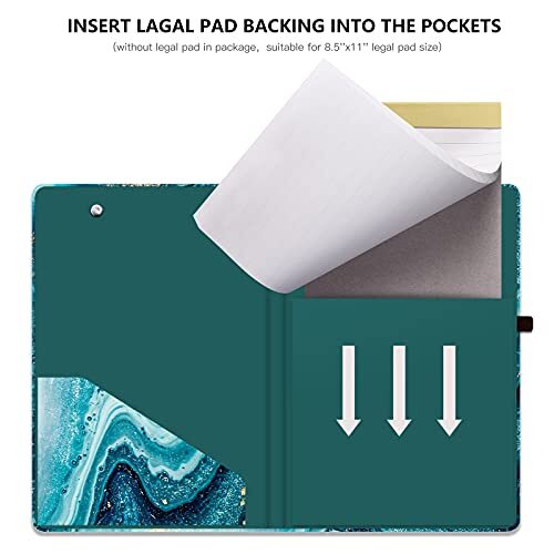 Mini Clipboard Folio with Refillable Lined Notepad and Interior Storage Pocke...