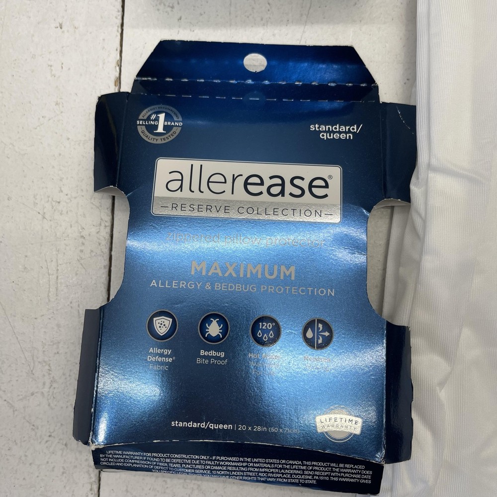 AllerEase Zippered Pillow Protectors Queen Waterproof White Allergy Bedbug 3 Pk