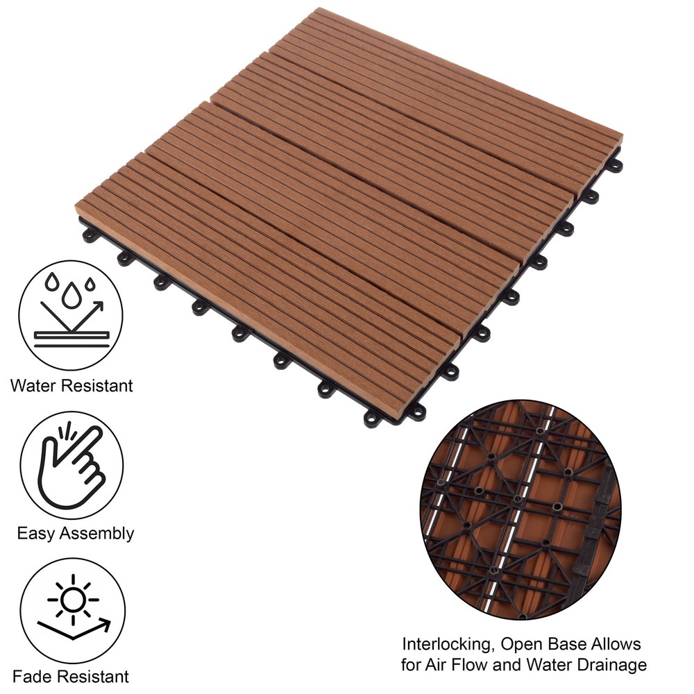 6-Pack Composite Outdoor Tiles, Brown