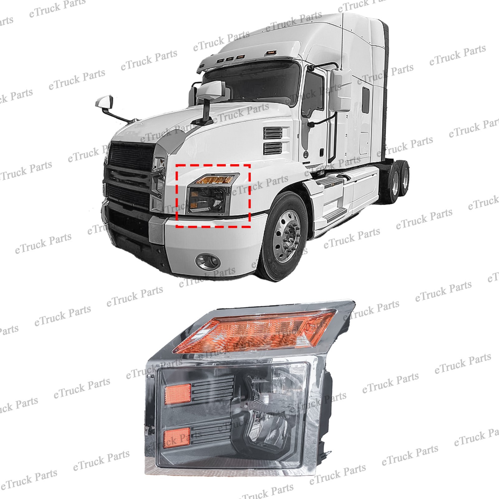 2018–2025 Mack Anthem Driver Side LED Headlight Assembly for 23992215