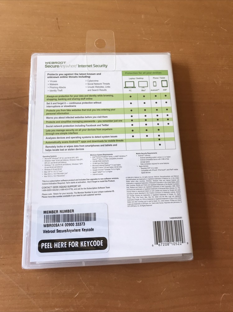 Webroot Secure Anywhere - 3 Devices, NEW Sealed