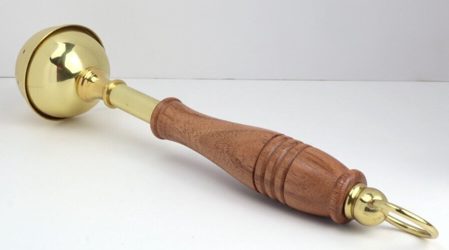 High Polished Brass Wood Handle Holy Water Sprinkler for Catholic Church 10 Inch