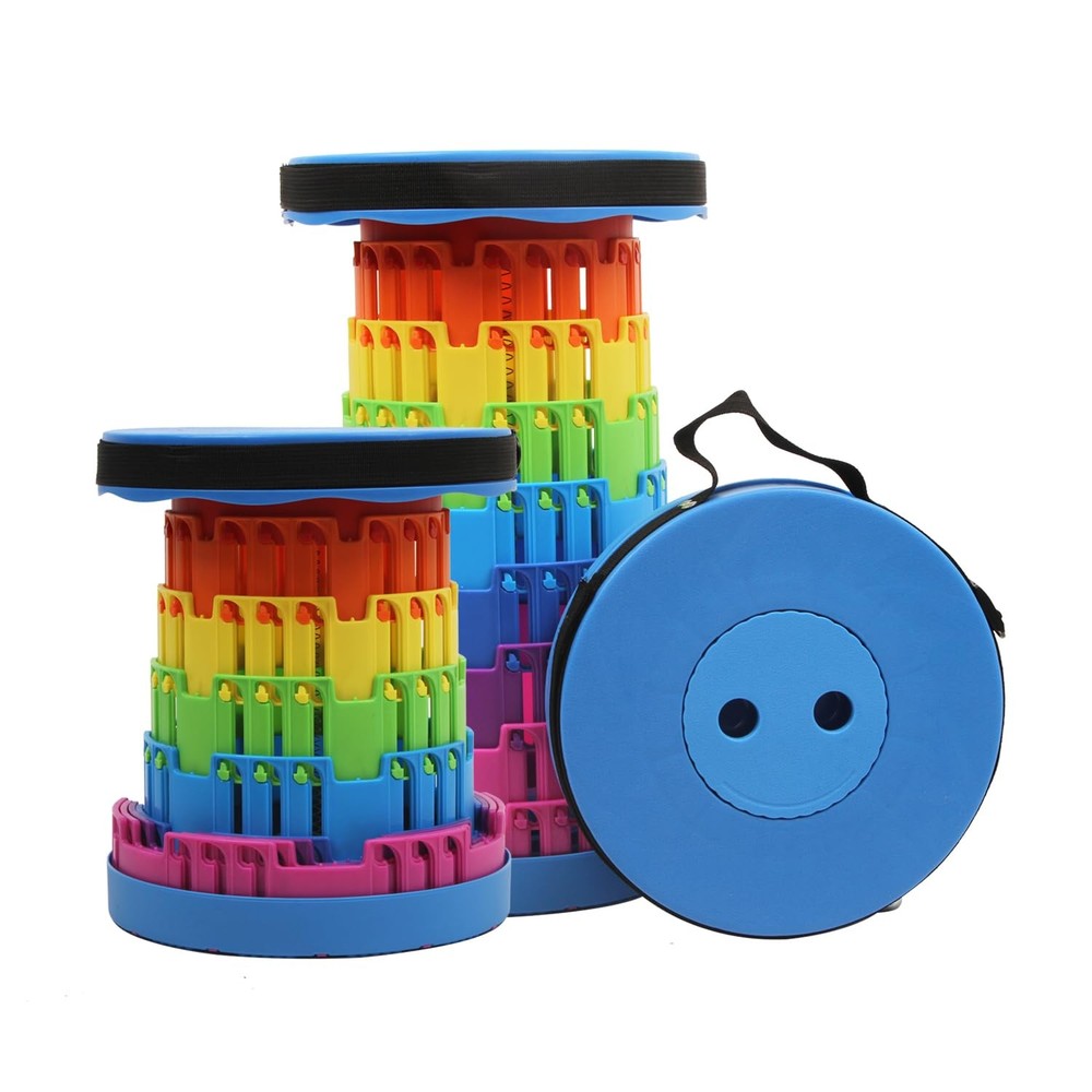 Collapsible Stool Upgraded, Folding Telescoping Foldable Camping Stool, Sturd...