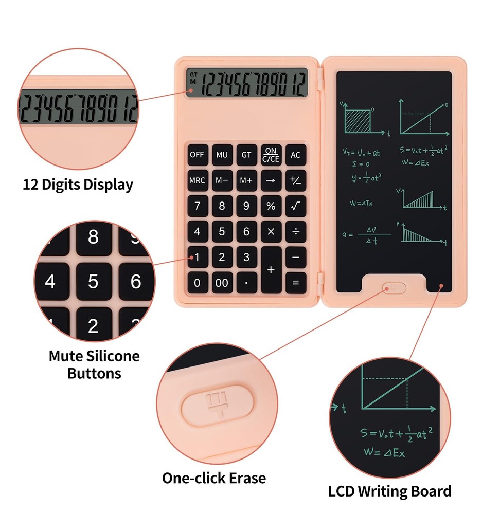 Desk Portable Basic Calculator with Notepad and Stylus, 12 Digit Large Displa...