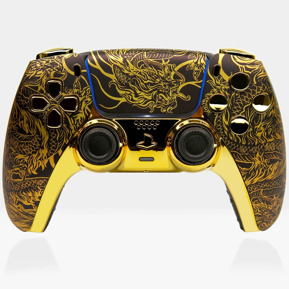 Golden Dragon PS5 Controller Killscreen Esports Custom Gold Remote Pro DualSense