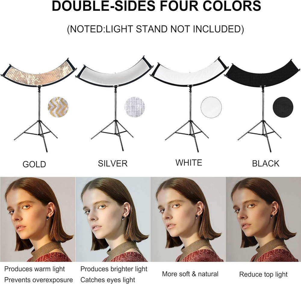 Clamshell Light Reflector/Diffuser,67"x24" Curved Photography Lighting Reflec...