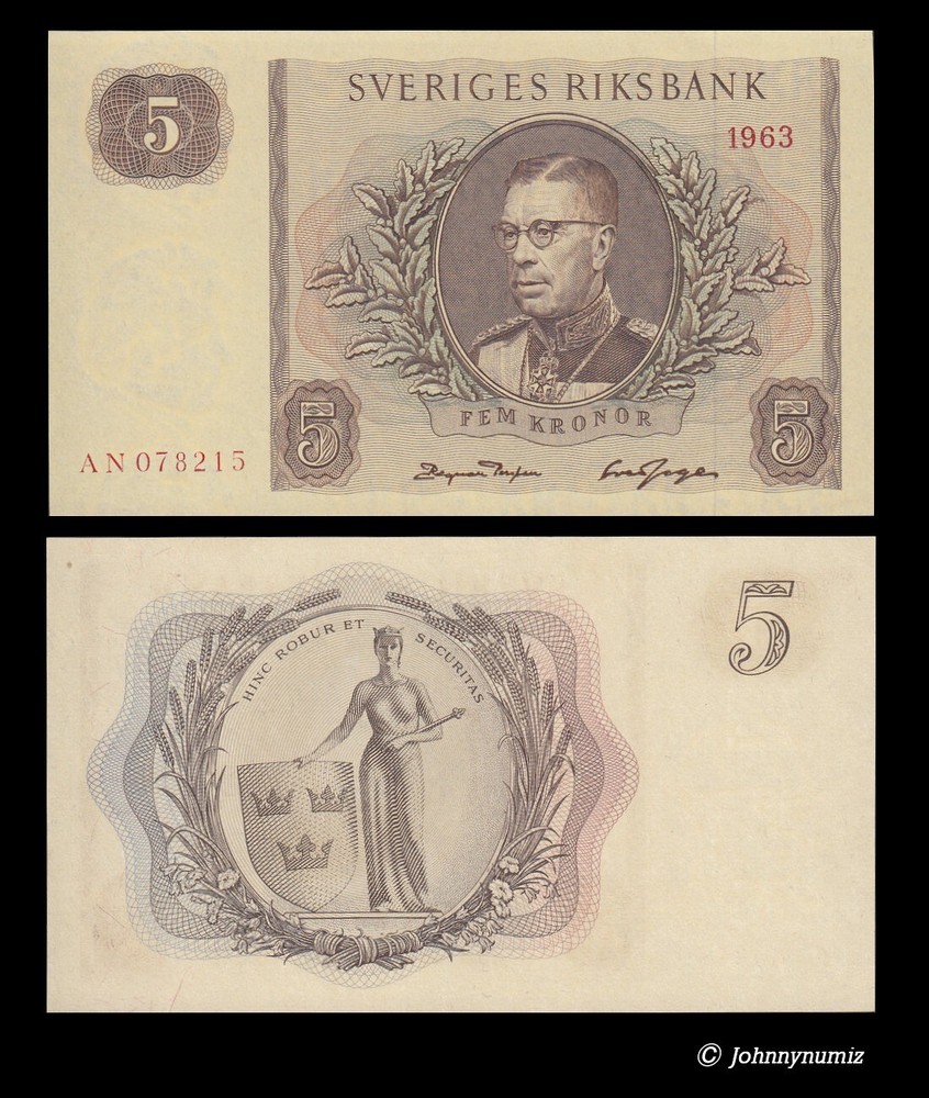 Sweden 5 kronor 1963 UNC