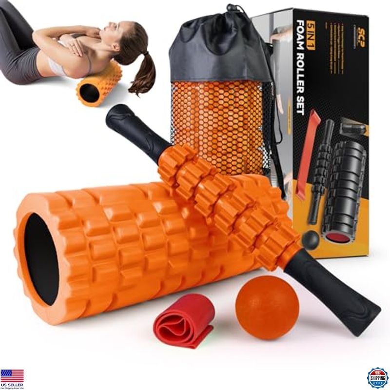 5-in-1 Foam Roller Set - Deep Tissue Massage, Trigger Point Therapy & Stretch