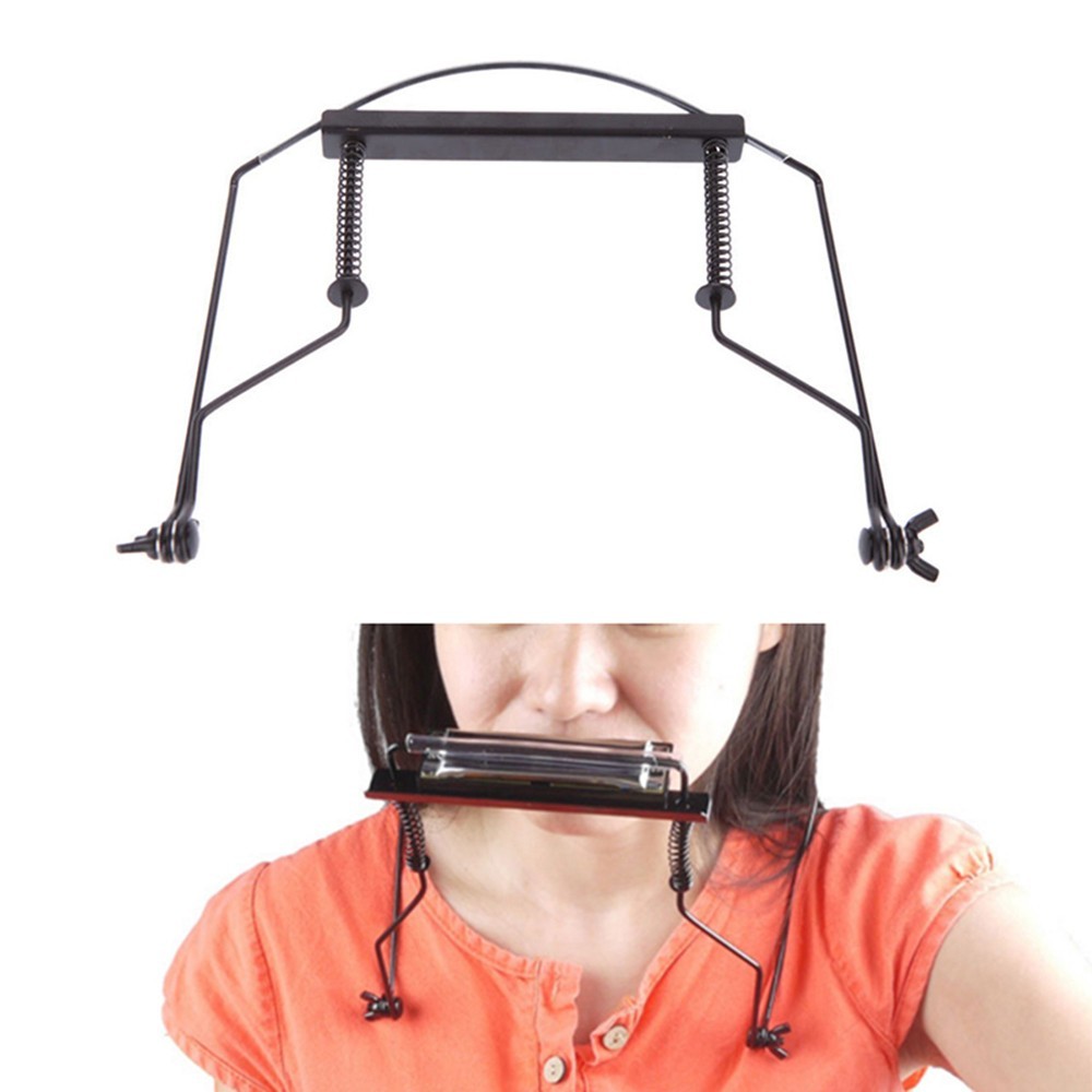 Durable Adjustable Suitable 10 Hole Harmonica Neck Rack Mount Holder Stand Iron