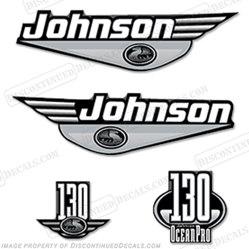 Fits Johnson 130 hp Decals Ocean Pro - Silver