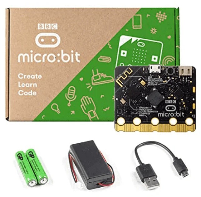 BBC Micro:Bit V2.1 Go Kit - Includes micro:bit Board, MicroUSB Cable, and Bat...