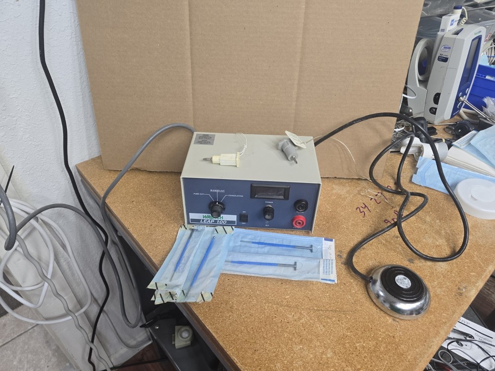 Wallach LEAP 100 electrosurgical system pictured working w footswitch