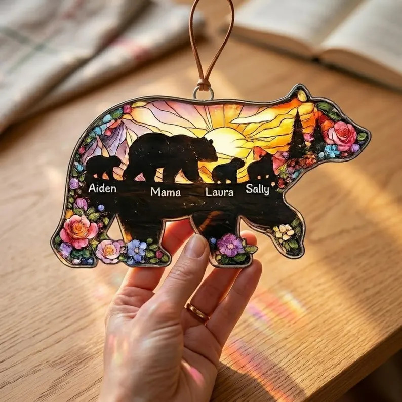Personalized Mama Bear Custom Acrylic Suncatcher