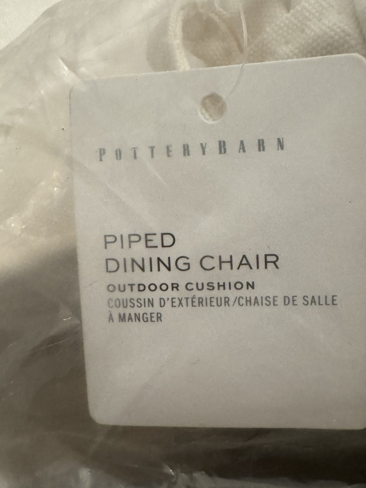 1 POTTERY BARN Piped Universal Outdoor Dining Chair Cushion Natural-New