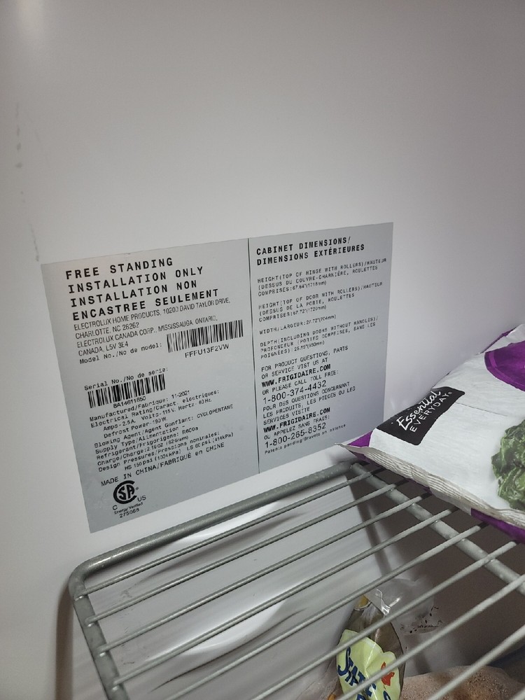frigidaire 3 months old Upright Freezer