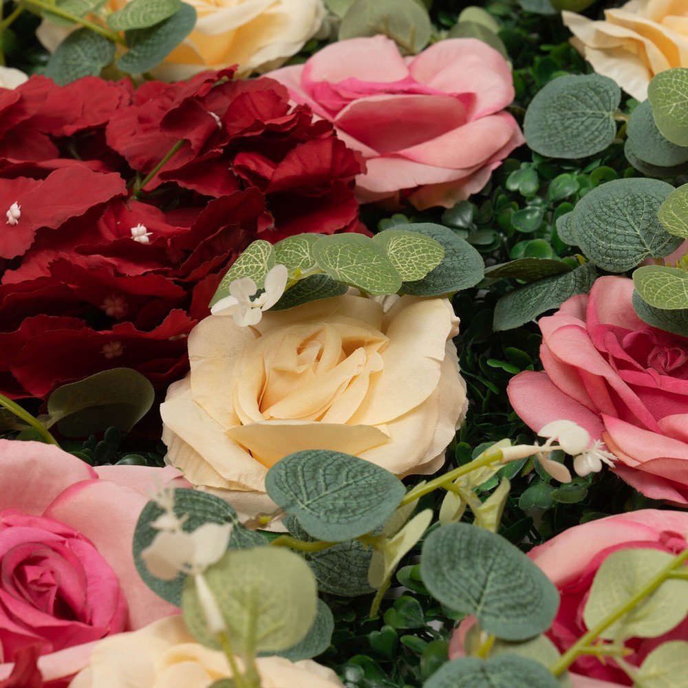 6 Pcs Wedding Artificial Flower Wall Panel Backdrop Rose Hydrangea Flower Decor