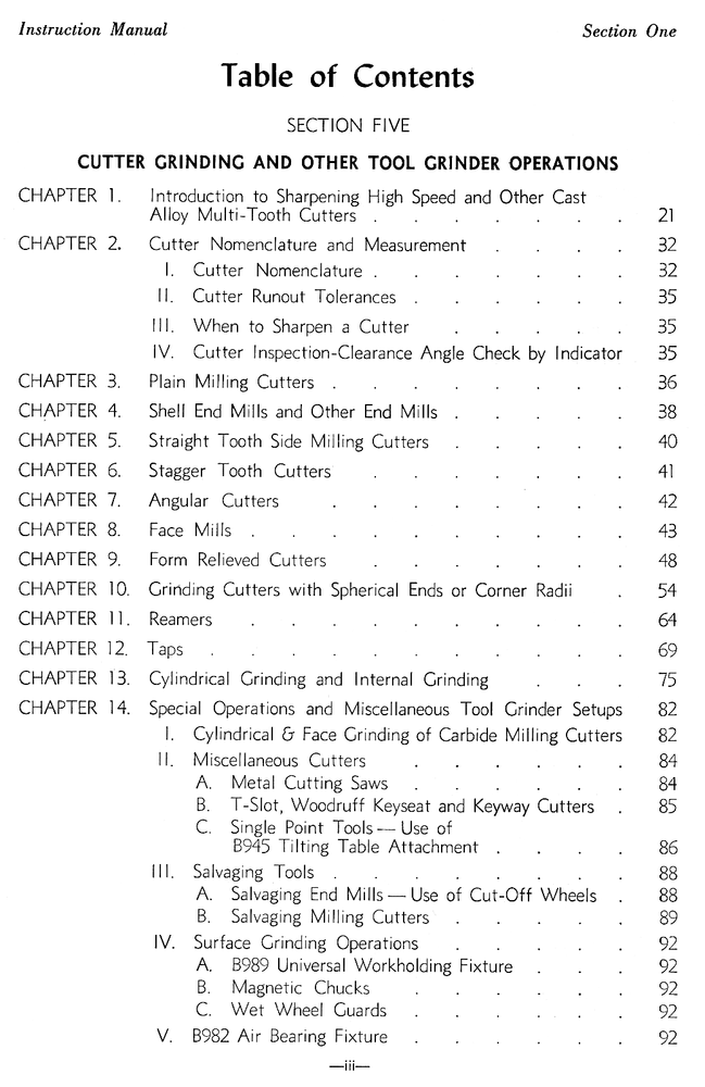 K.O.LEE Universal, Tool, & Surface Grinders Instructions & Operator Manual 0821