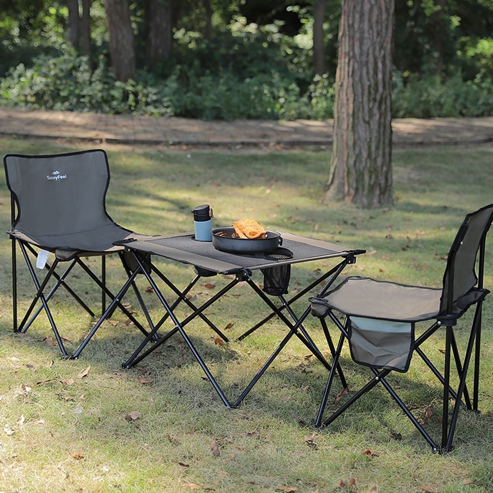 Outdoor Folding Table | Lightweight Mesh Compact Camping Table, Roll Up Top 2...