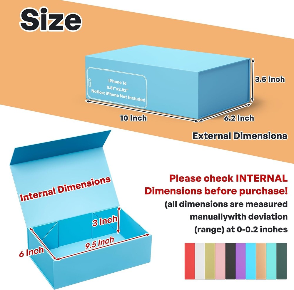 Blue Gift Box Magnetic Closure Collapsible