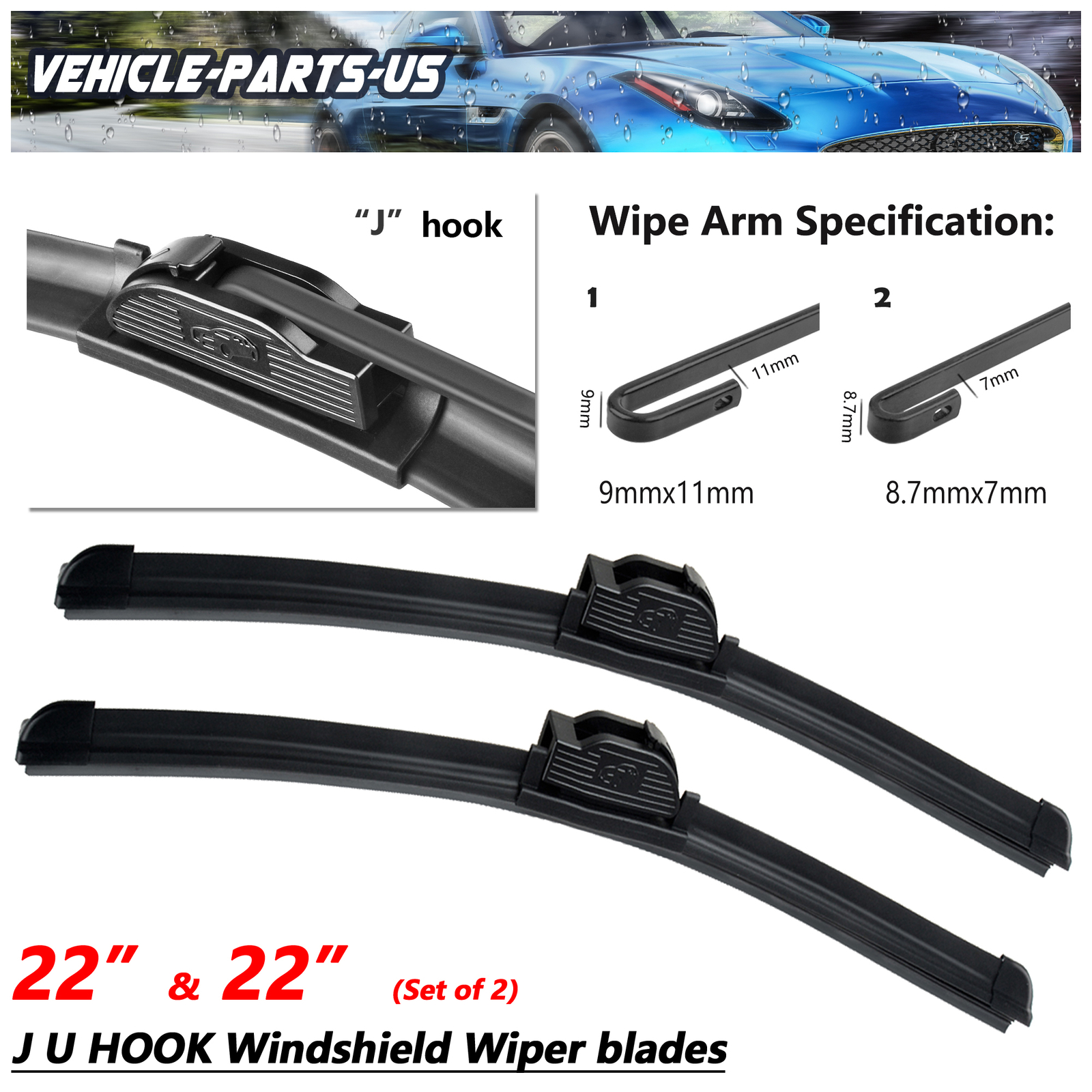 All Season Front Windshield Wiper Blades 22"+22"For Chevy Silverado 1999-2023