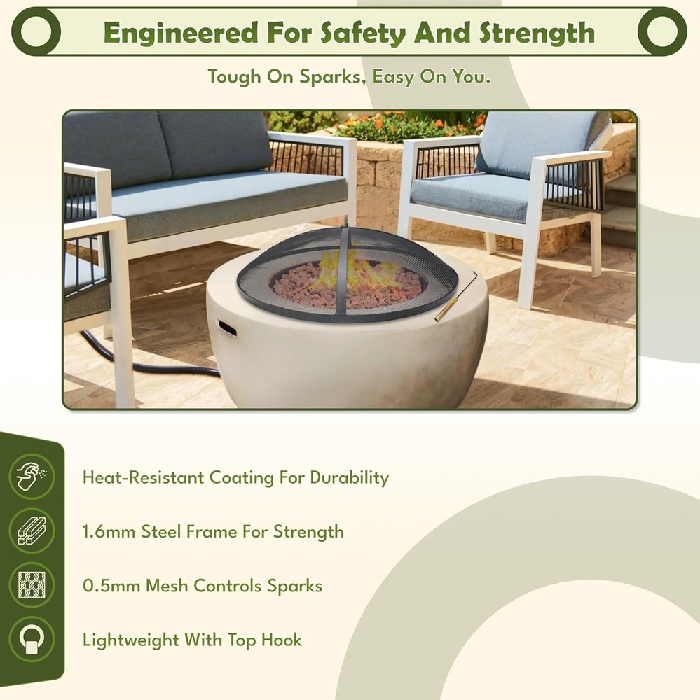 FEBTECH 18 Inch Fire Pit Spark Screen for Solo Stove Bonfire Accessories