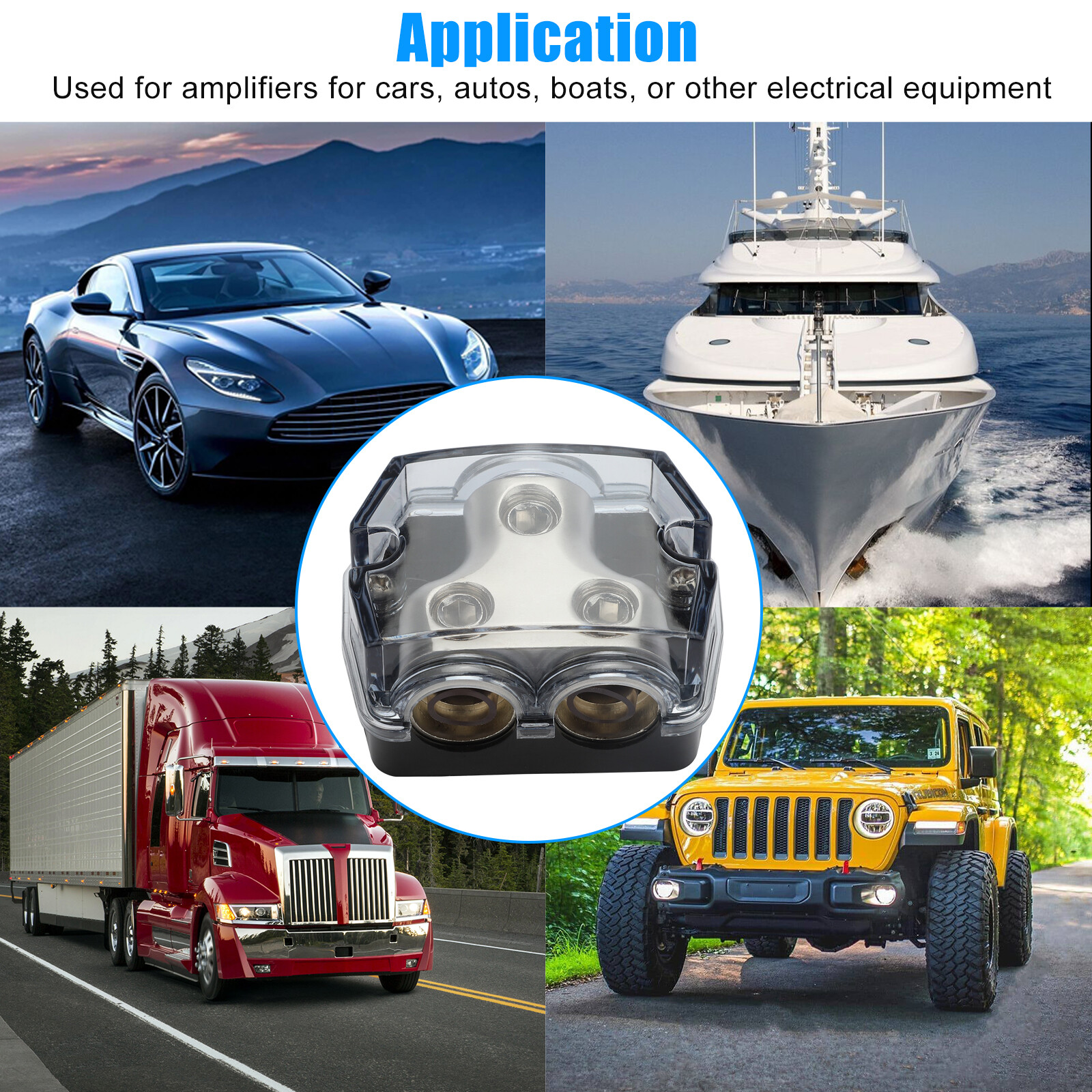 2PC Car Audio Amp Power Ground Distributor 2-Way Distribution Block Gauge In&Out