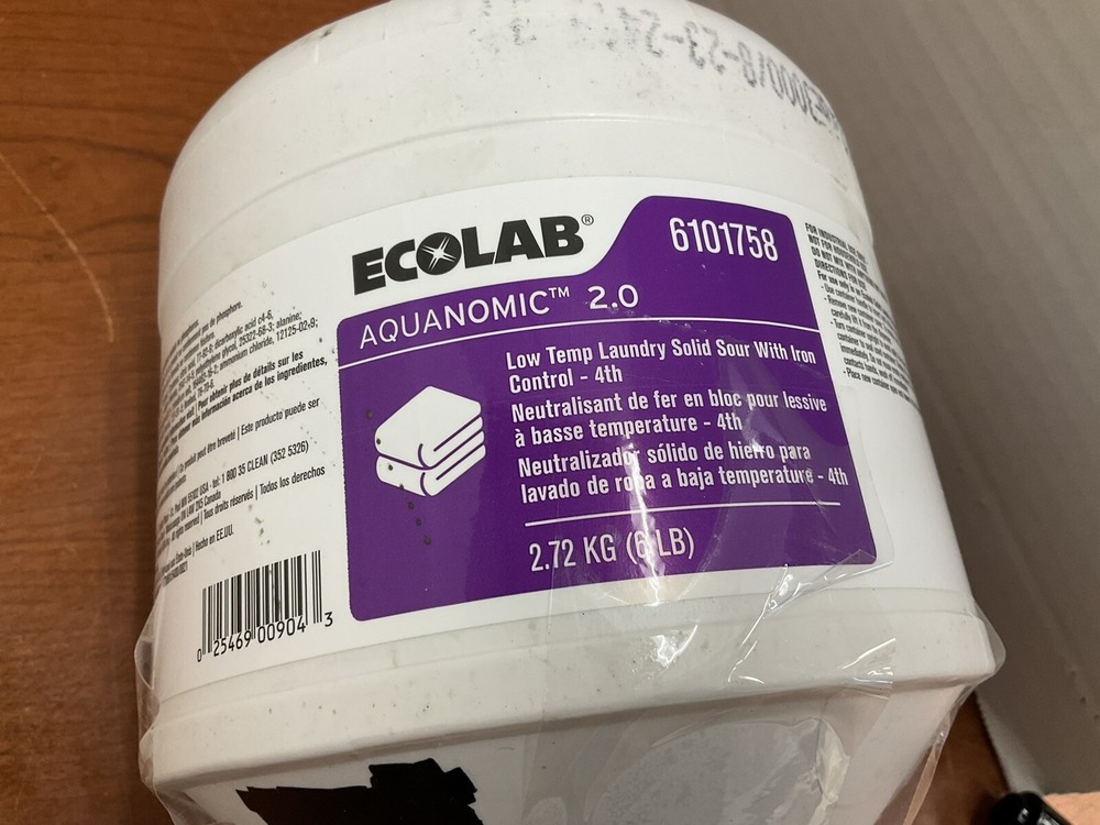 Ecolab Aquanomic2.0 Low Temp Laundry Solid Sour Iron Control 6101758 6lbs BROKEN