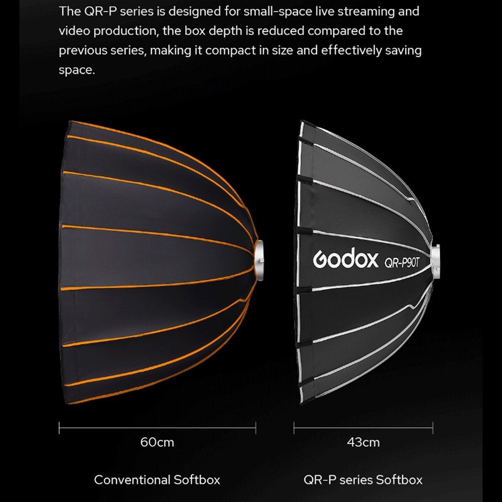 Godox QR-P120T 120cm Parabolic Softbox Quick Release Light Diffuser Softbox+grid