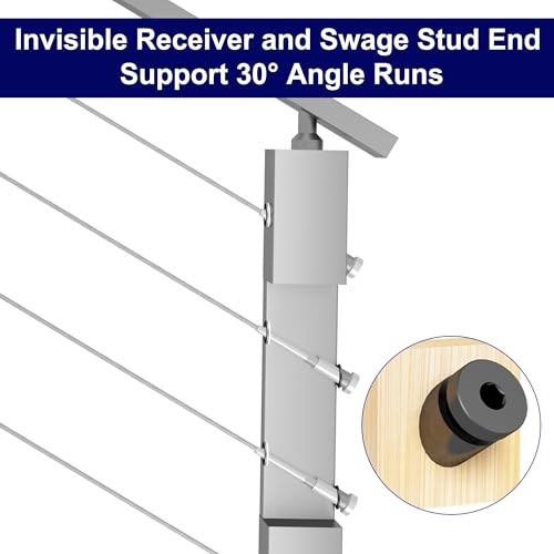 Pack Invisible Cable Railing kit, 1/8" Cable Railing Hardware 30 Silver