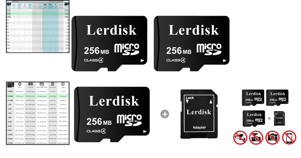 3-Pack 256MB Micro SD Cards - Class 4, Drop Proof & Dust Proof for Reliability