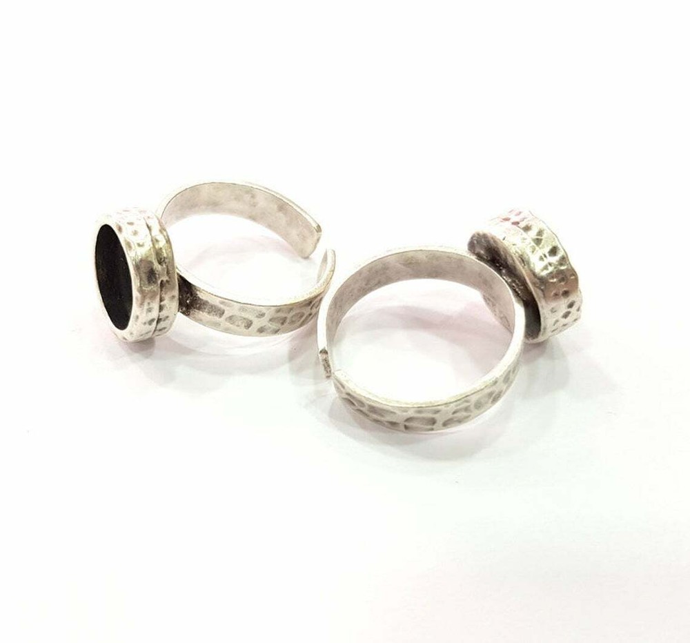 Ring Blank Setting Hammered Base Bezel inlay Backs Cabochon Blanks G16082