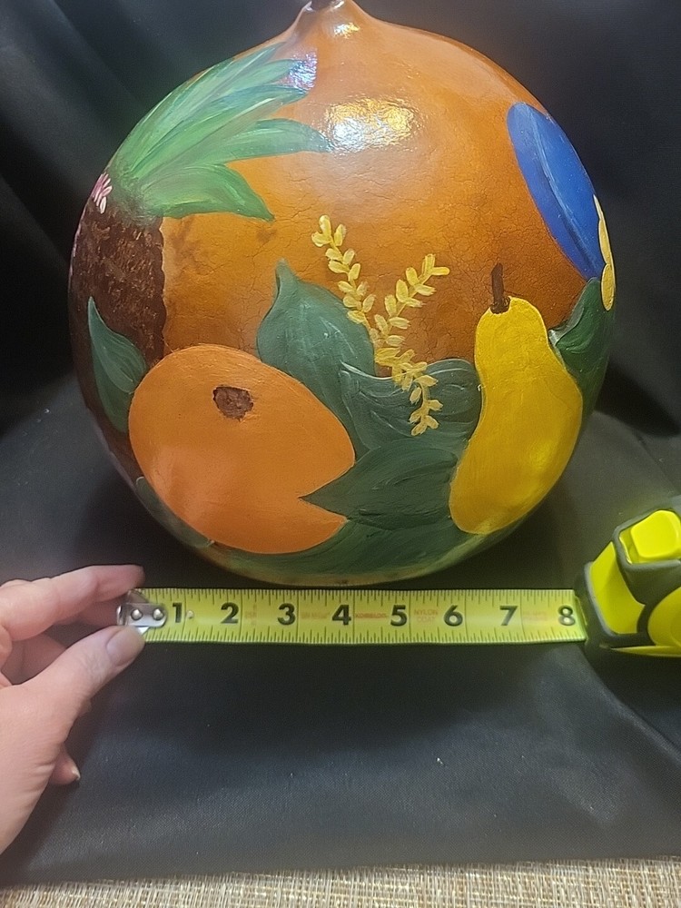 Large Gourd Painted With Fruit